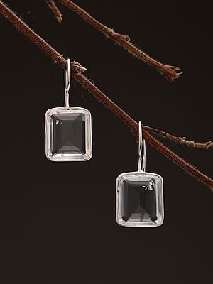 Cushion Shape Faceted Crystal Dangle Earrings
