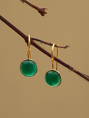 Round Cut Green Onyx Earrings