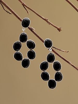 Faceted Black Onyx Chandelier Style Earrings