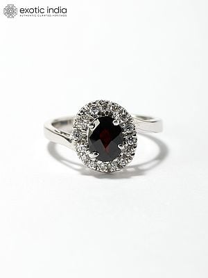 Oval Cut Faceted Garnet Ring