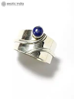 Sterling Silver Ring with Round Cut Lapis Lazuli