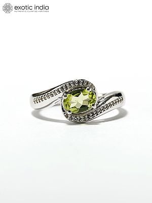 Oval Cut Faceted Peridot Ring