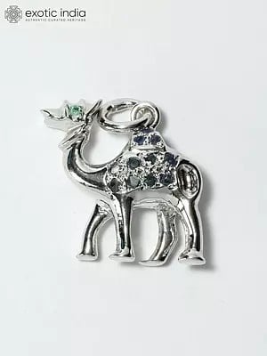 Double-Sided Camel Pendant with Emerald and Sapphire Gemstone