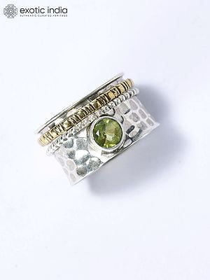 Spinner Ring with Faceted Peridot Gemstone