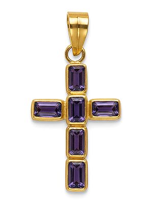 Faceted Iolite Cross Pendant