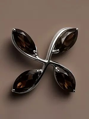 Four Petalled Smoky Flower | Marquise Cut Stone Pendant