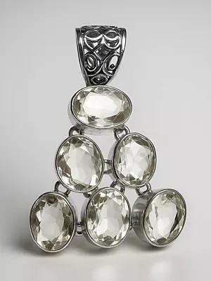 Faceted Crystal Pendant with Lattice Bale