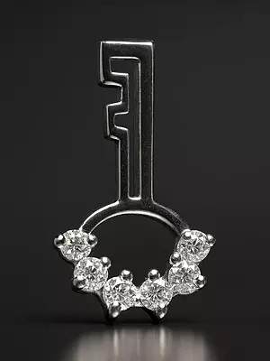 Cubic Zirconia Key Pendant