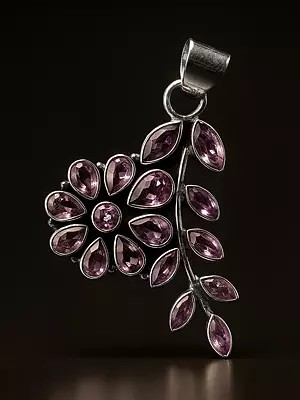 Faceted Amethyst Sterling Silver Pendant