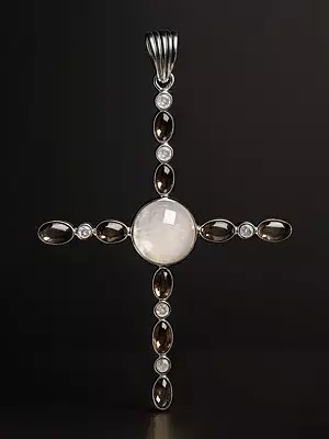 Rainbow Moonstone Cross Pendant