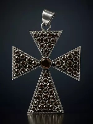 Faceted Smoky Quartz Cross Pendant