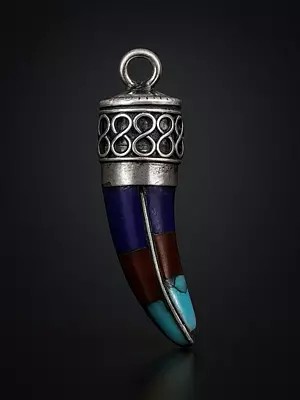 Multi-color Inlay Claw Pendant | Sterling Silver Pendants