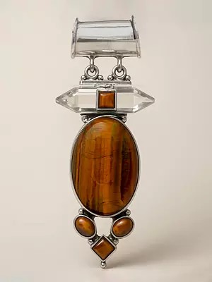 Tiger Eye Pendant with Crystal Pencil