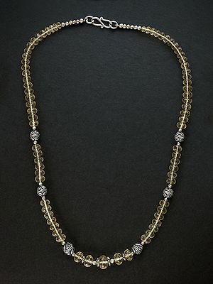 Faceted Citrine Beaded Pendant - Sterling Silver