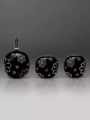Black Marcasite Pendant and Earrings Set