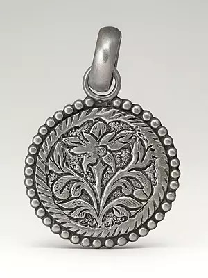 Sterling Pendant with Carved Flower