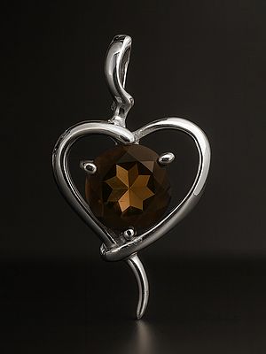 Sterling Silver Heart-Shape Pendant with Faceted Gems
