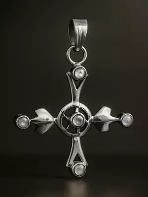 Rainbow Moonstone Cross Pendant