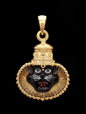 Enamelled Narasimha Face Sterling Silver Pendant