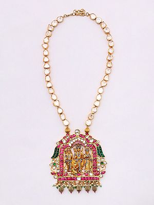 Kundan and Polki Diamond Studded Ramdarbar Necklace