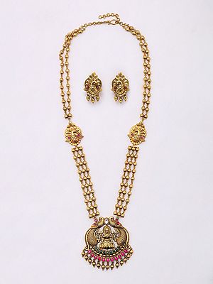 Traditional Goddess Laxmi Temple Necklace and Earrings Set