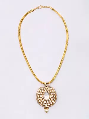 Polki Diamond Studded Sterling Silver Necklace