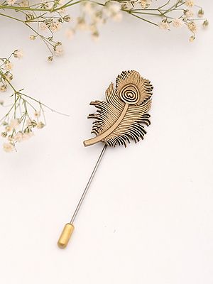 Peacock Feather Brass Lapel Pin