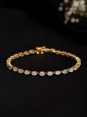 Oval Shape Faceted Ethiopian Opal Tennis Bracelet