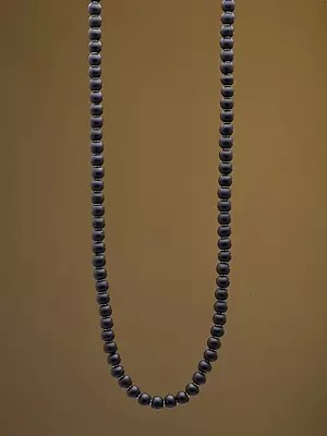 Natural Ebony Japa Mala with Orange Tassel