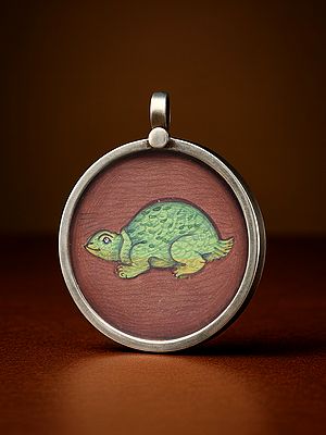 Round Shape Hand-Painted Tortoise Pendant