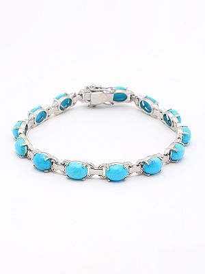 Oval Shape Persian Turquoise Link Bracelet