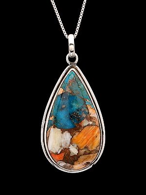 Teardrop Shaped Oyster Copper Turquoise Pendant
