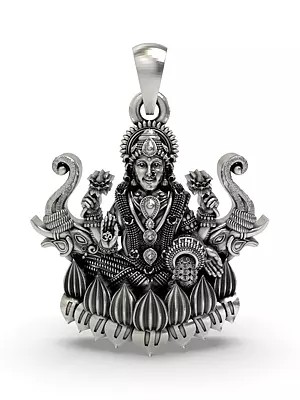 Goddess Gajalakshmi Seated on Lotus Pendant