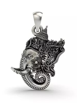 Lord Ganesha Face Pendant with Ornamental Detailing