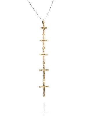 Gold Plated Stelring Silver Cross Pendant with Diamond