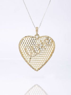 Gold Plated Sterling Silver Heart Shape Pendant with Diamond