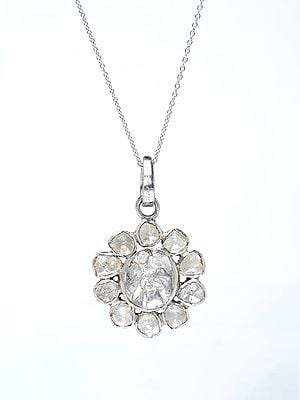 Beautiful Floral Design Polki Diamond Pendant