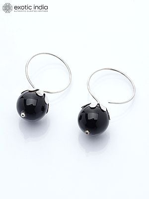 Black Onyx Drop Hook Earrings