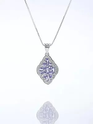 Sterling Silver Pendant with Faceted Tanzanite Gemstone