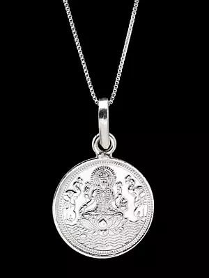 Goddess Gajalakshmi Pendant with Kanakdhara Yantra on Reverse (Two Sided Pendant)