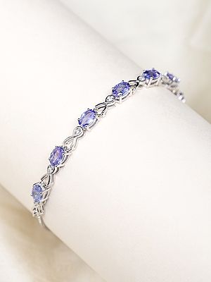 Faceted Tanzanite Wraparound Bracelet with White Topaz