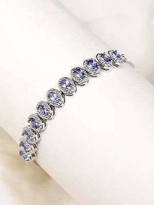 Oval Shaped Faceted Tanzanite Wraparound Bracelet