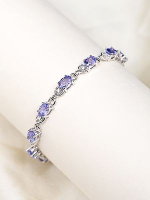 Faceted Tanzanite Wraparound Bracelet with CZ