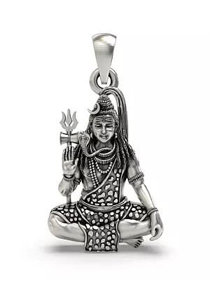 Blessing Lord Shiva Sterling Silver Pendant