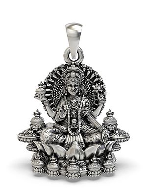 Goddess Mahalakshmi Pendant on Kalash and Lotus Pedestal