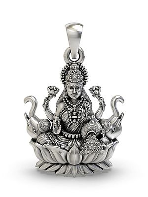 Goddess Gajalakshmi Sterling Silver Pendant