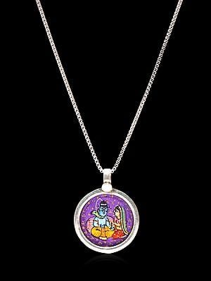 Hand Painted Lord Shiva Goddess Parvati Pendant