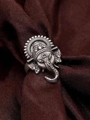 Oxidized Silver Lord Ganesha Ring