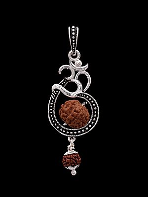 Om Rudraksha Sterling Silver Pendant