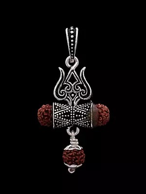 Trident Damru Pendant With Rudraksha